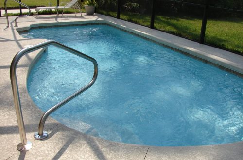 inground pool in a backyard